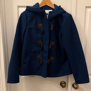 Time and Tru Dark Blue Pea Coat with Zip and Toggle Closures